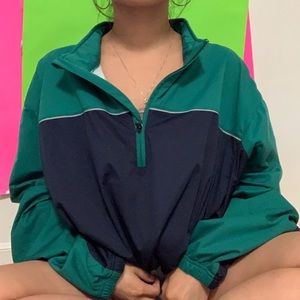 green navy blue windbreaker sweater 💚